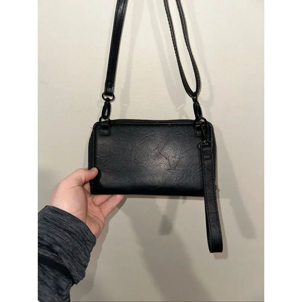 Beis Black Travel Zip Wallet Crossbody  Vegan Leather - Picture 3 of 5